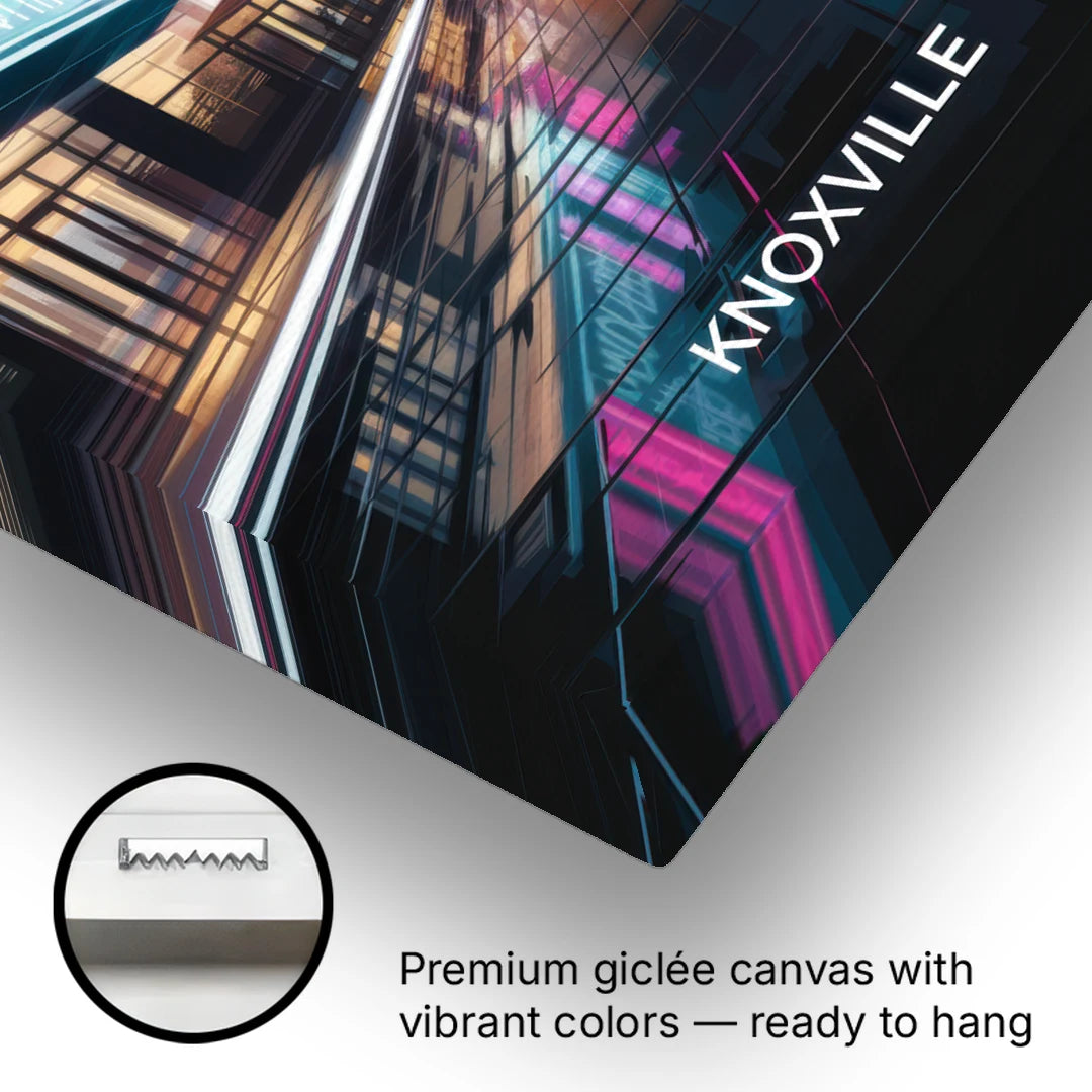 Knoxville Urban Night Lights - Canvas Wall Art - Gallery Wrap Corner