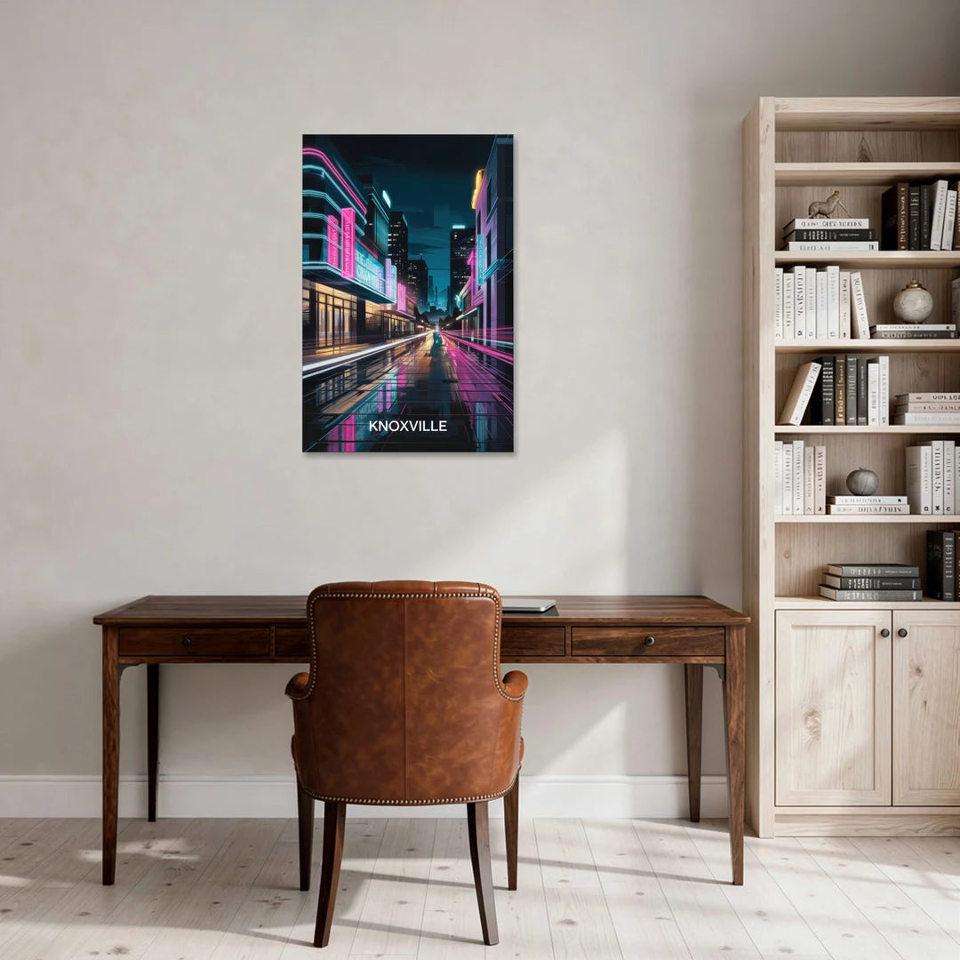 Knoxville Urban Night Lights - Canvas Wall Art - Office - 24x36