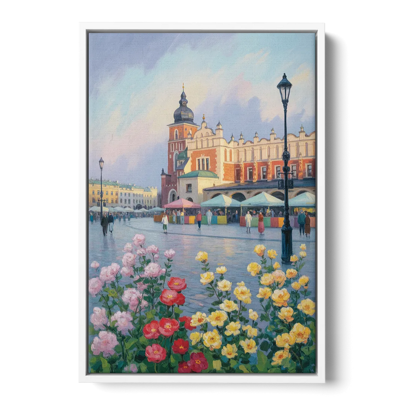 Krakow's Cloth Hall Front - White Canvas Wall Art