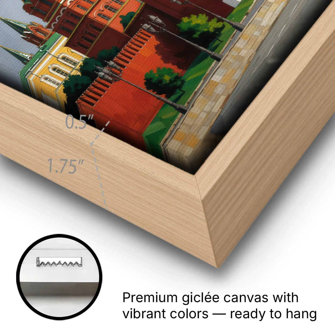 Kremlin Majesty - Oak Framed Canvas Wall Art - Gallery Wrap Corner