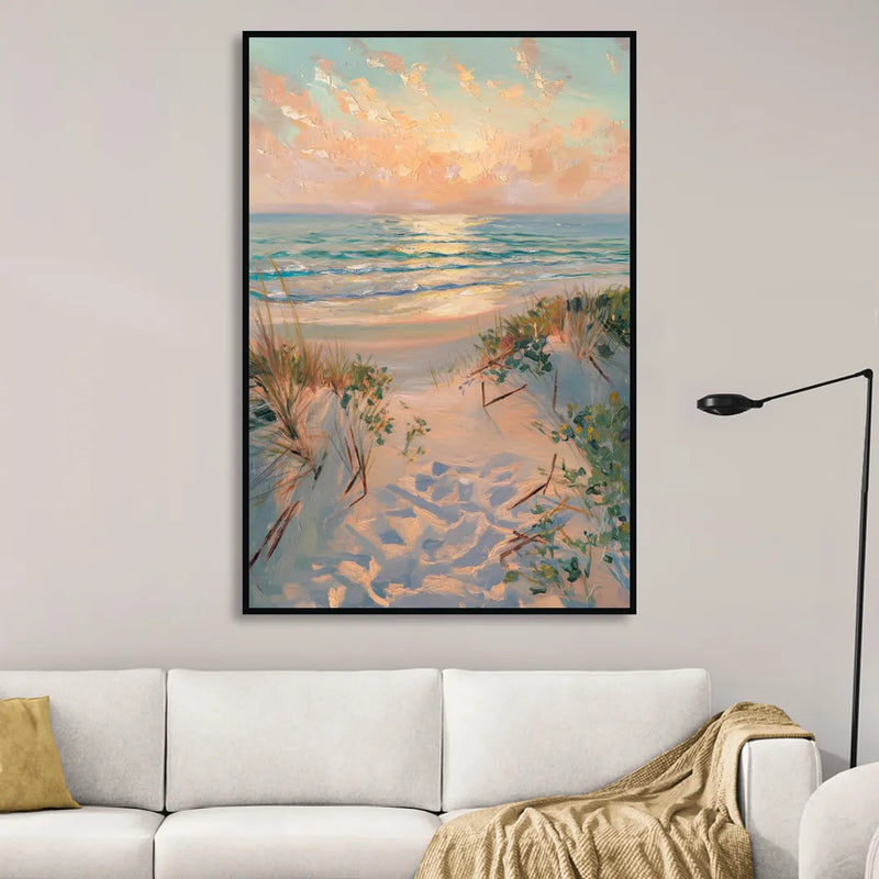 La Jolla Beachfront Serenity Sitting Room - Black Canvas Wall Art