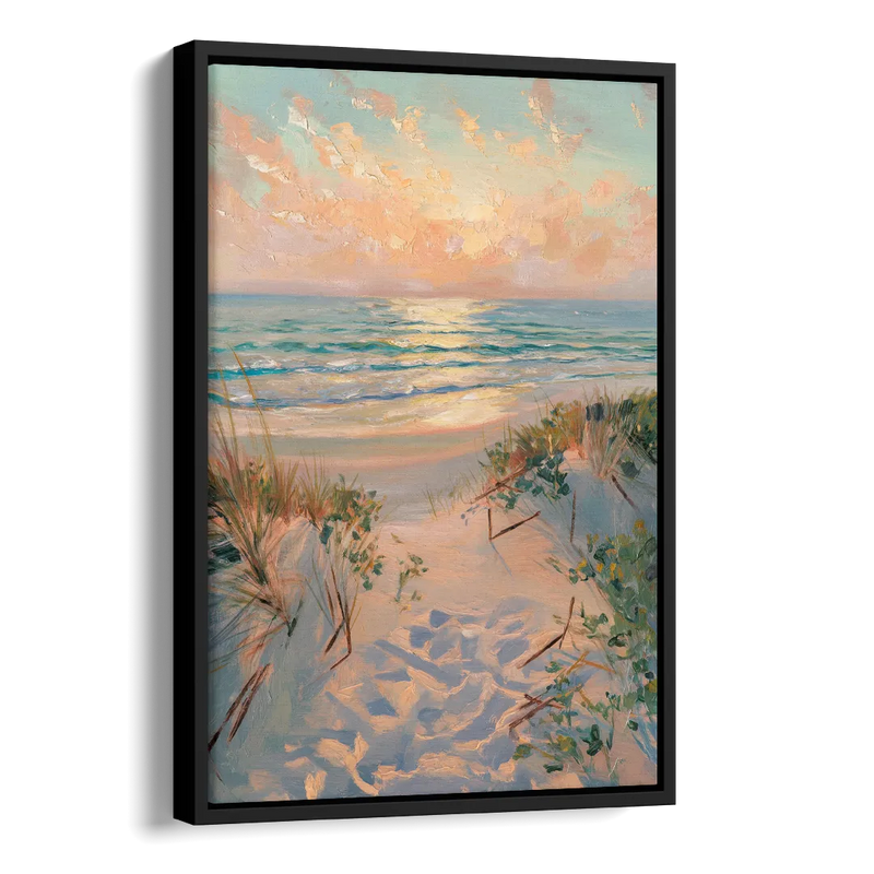 La Jolla Beachfront Serenity Side - Black Canvas Wall Art