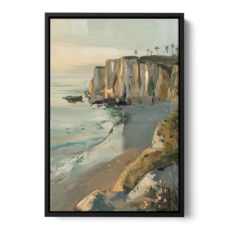 La Jolla Cliffside Beauty Front - Black Canvas Wall Art