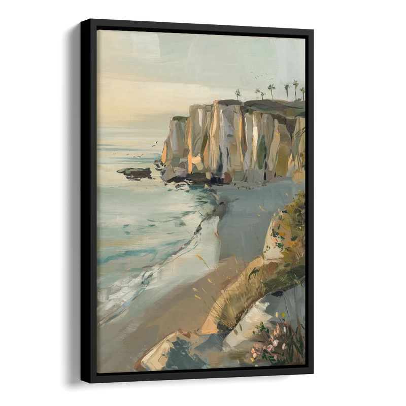 La Jolla Cliffside Beauty Side - Black Canvas Wall Art