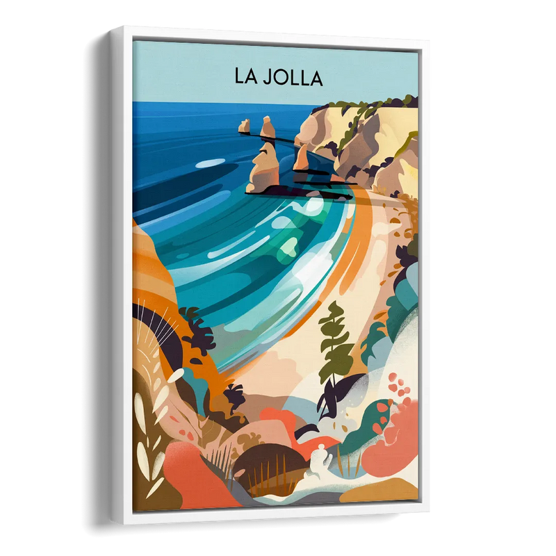 La Jolla Coastal Vibes Side - White Canvas Wall Art
