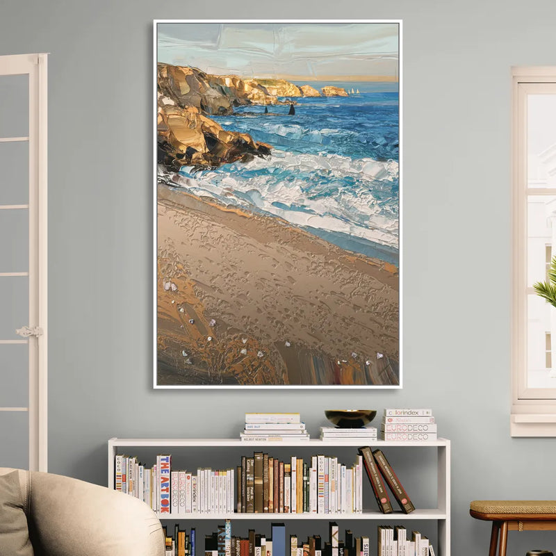 La Jolla Golden Coast Sitting Room - White Canvas Wall Art