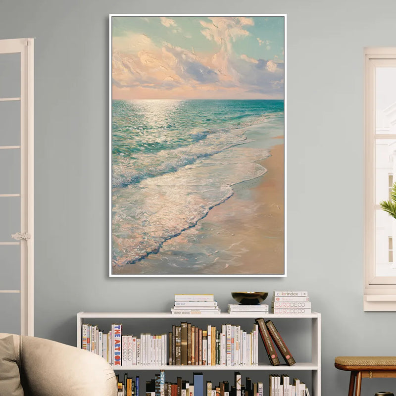 La Jolla Ocean Breeze Living Room - White Canvas Wall Art
