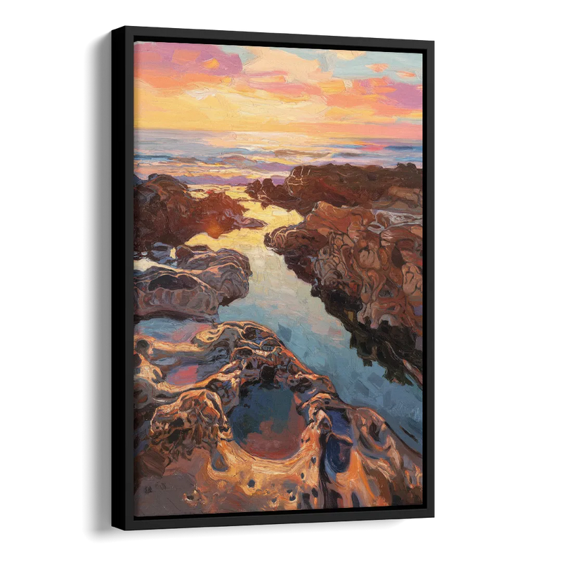 La Jolla Tidepools Side - Black Canvas Wall Art