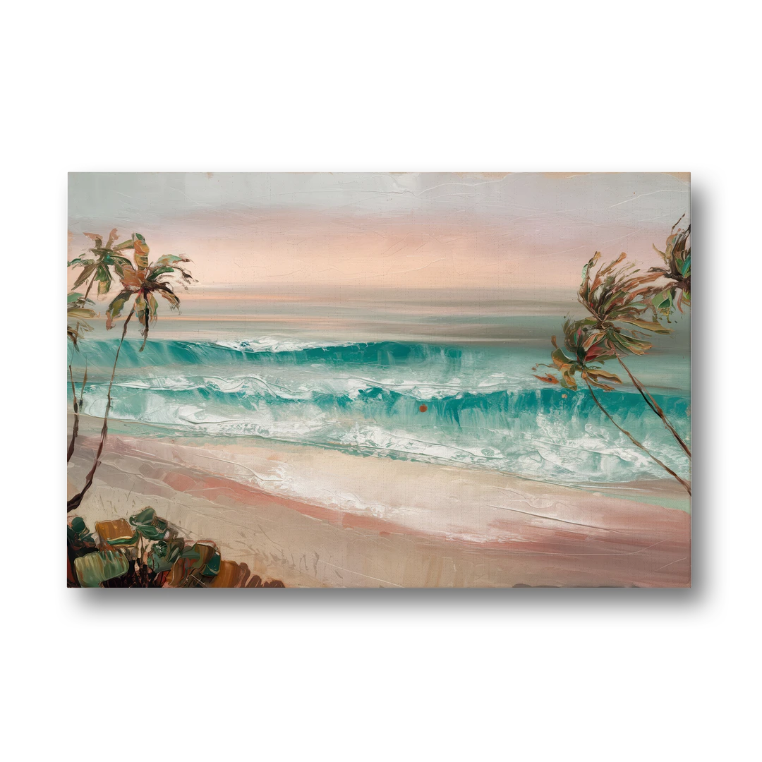 La Jolla Waves And Palms - Canvas Wall Art - Front