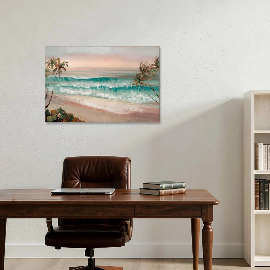La Jolla Waves And Palms - Canvas Wall Art - Office - 36x24