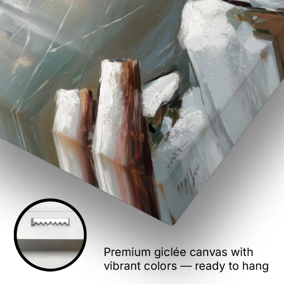 Lake Placid Frozen Lake Beauty - Canvas Wall Art - Gallery Wrap Corner