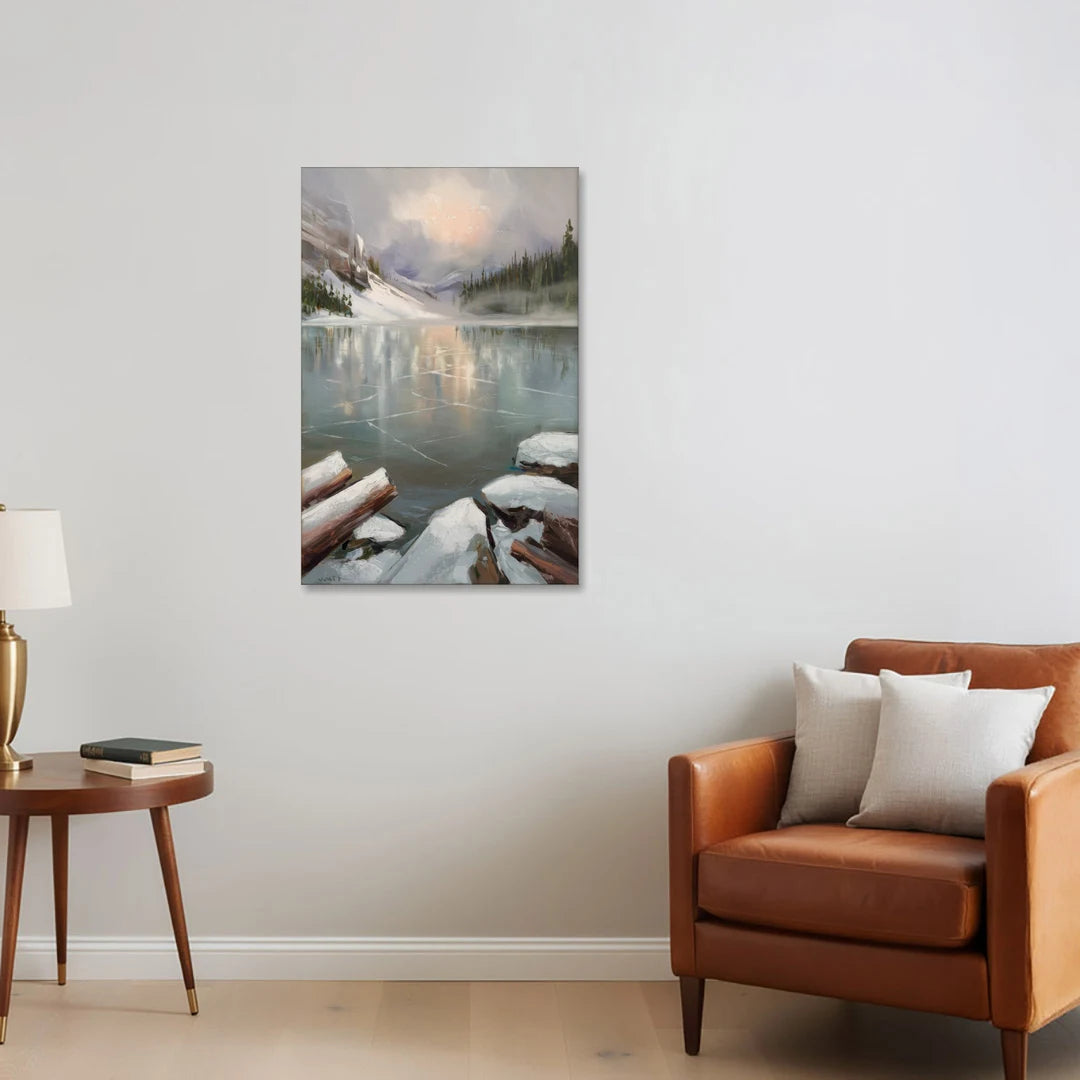 Lake Placid Frozen Lake Beauty - Canvas Wall Art - Sofa - 24x36