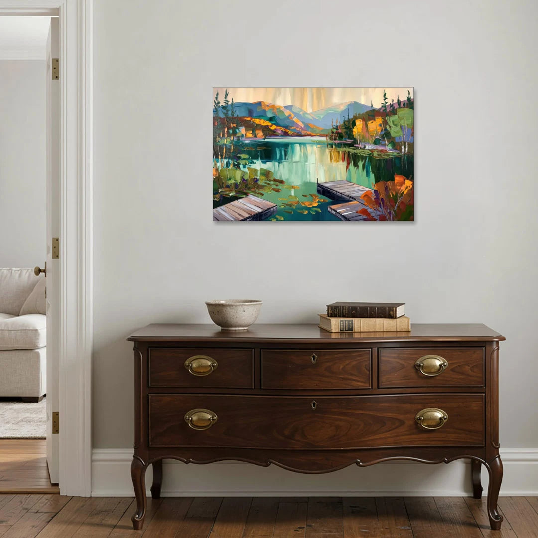 Lake Placid Mirror Lake View - Canvas Wall Art - Coffee Table - 36x24