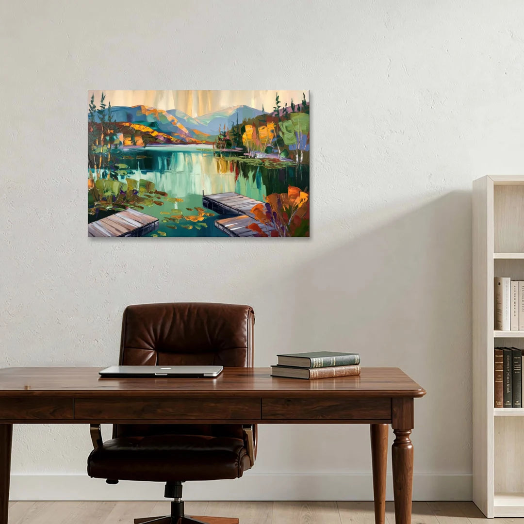 Lake Placid Mirror Lake View - Canvas Wall Art - Office - 36x24