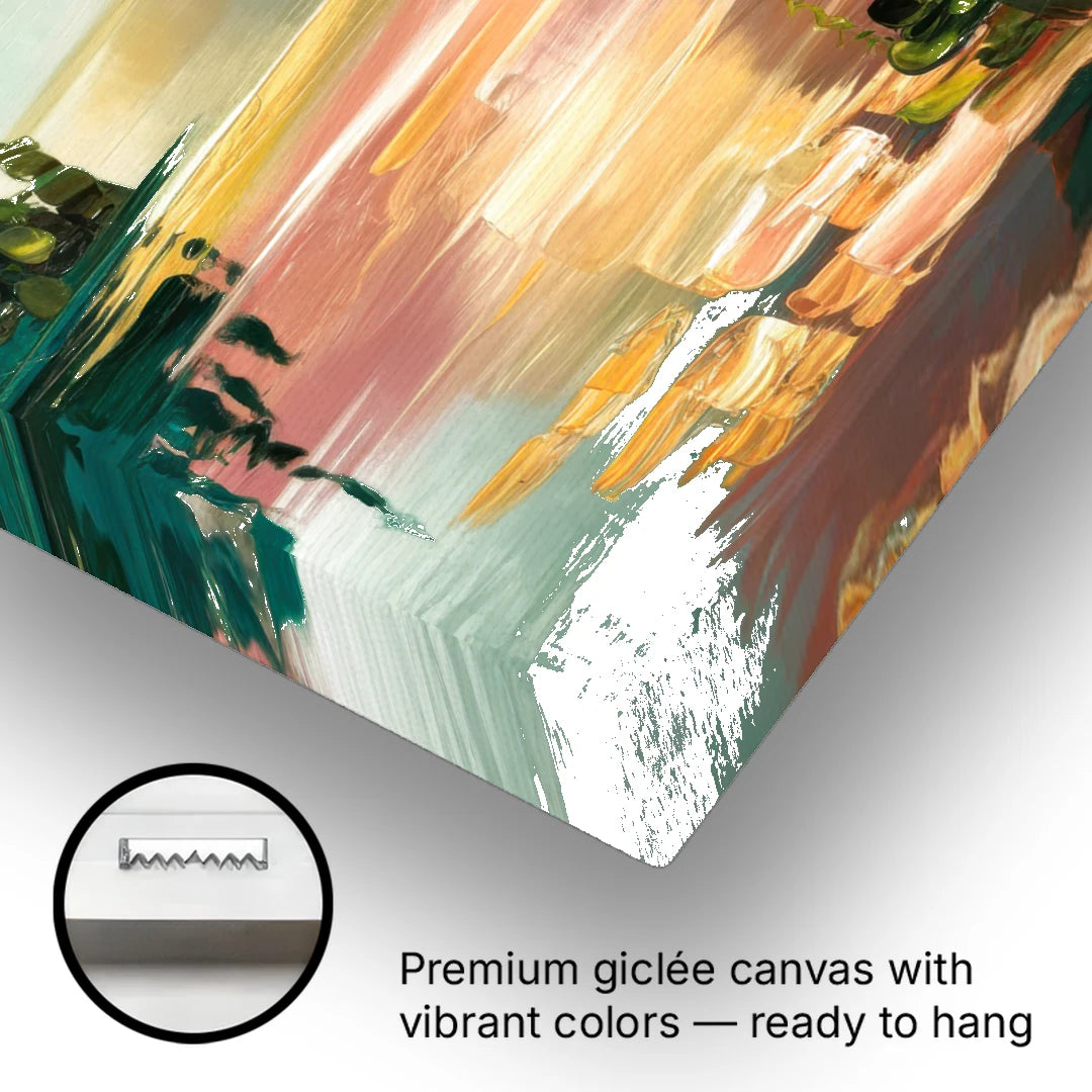 Lake Placid Sunrise Over Peaks - Canvas Wall Art - Gallery Wrap Corner