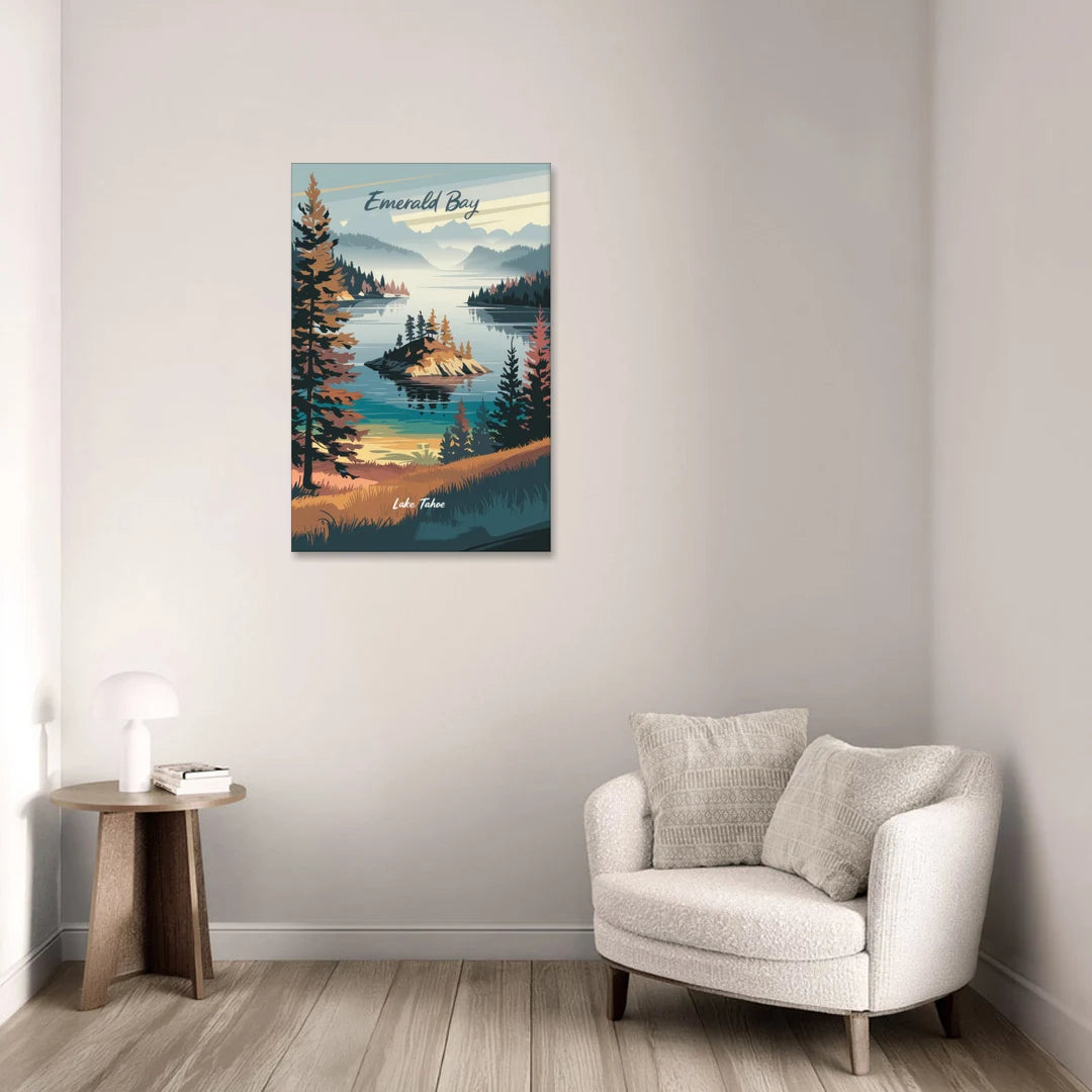 Lake Tahoe Emerald Bay View - Canvas Wall Art - Sofa - 24x36