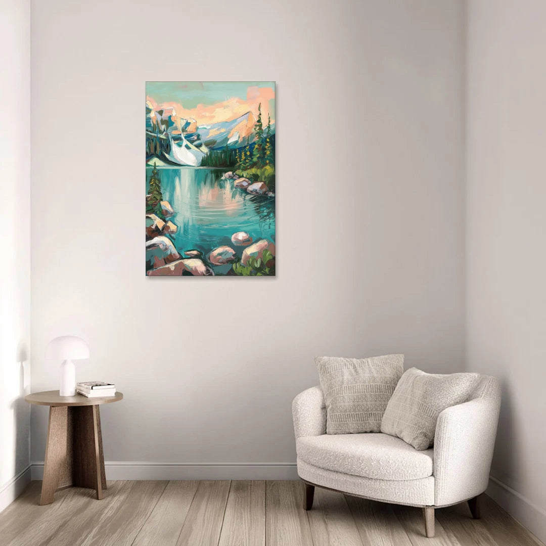 Lake Tahoe Scenic Panorama - Canvas Wall Art - Sofa - 24x36