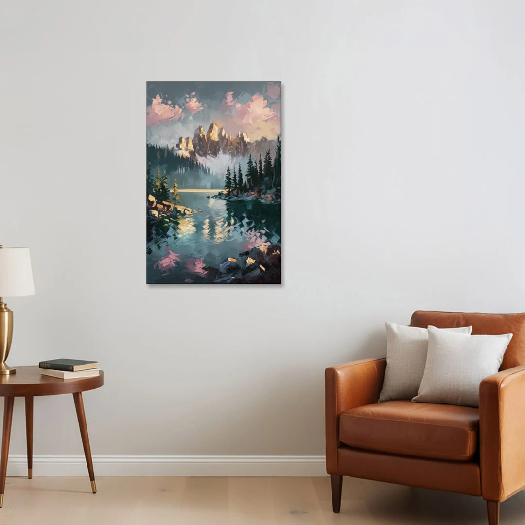 Lake Tahoe Snowy Peaks - Canvas Wall Art - Sofa - 24x36