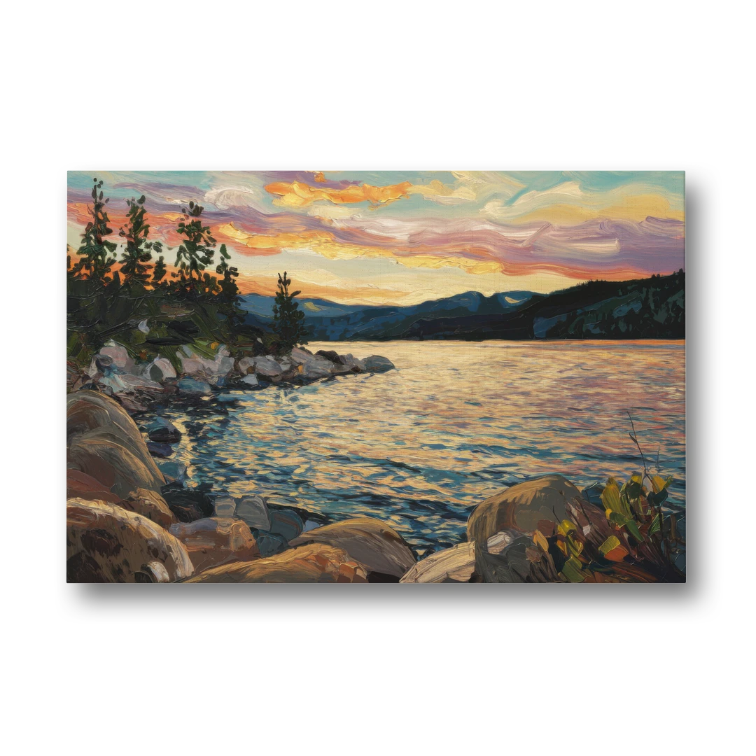 Lake Tahoe Sunset Reflections Serenity - Canvas Wall Art - Front