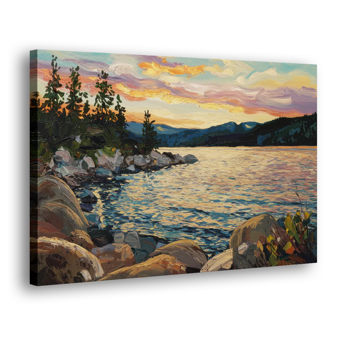 Lake Tahoe Sunset Reflections Serenity - Canvas Print Art Sides