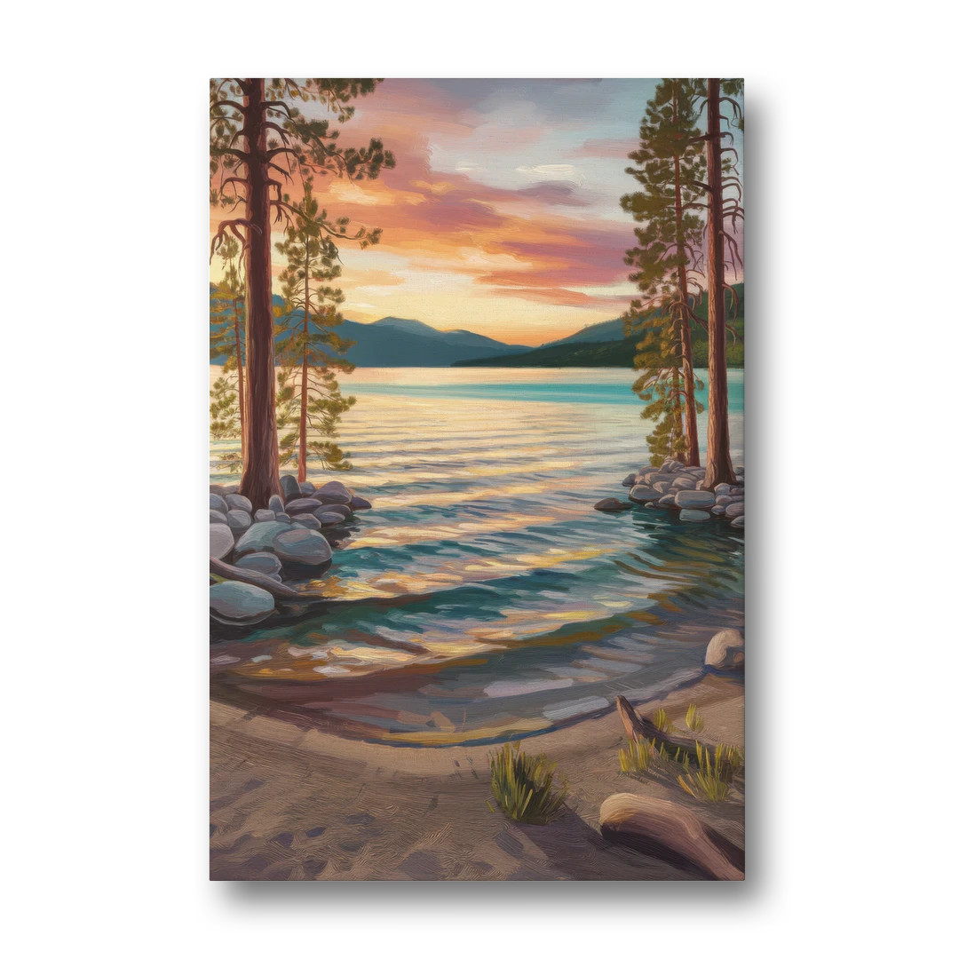 Lake Tahoe Tranquil Shoreline - Canvas Wall Art - Front