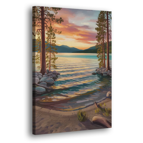 Lake Tahoe Tranquil Shoreline - Canvas Wall Art