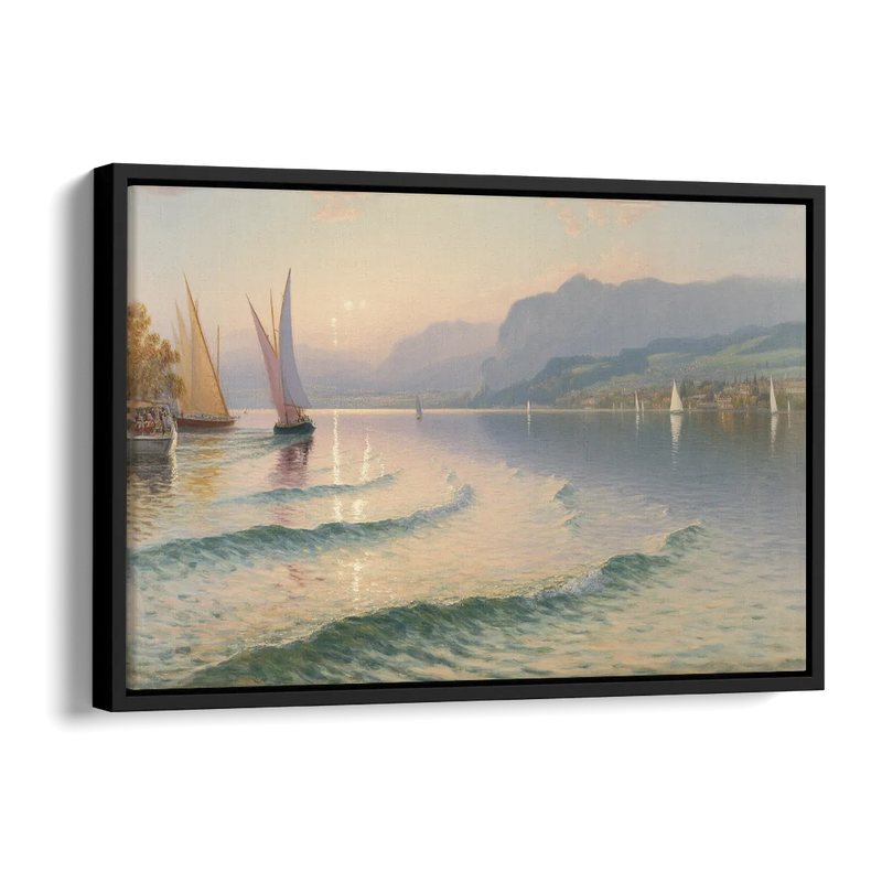Lake Zurich Vista Side - Black Canvas Wall Art