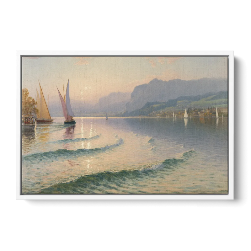 Lake Zurich Vista Front - White Canvas Wall Art
