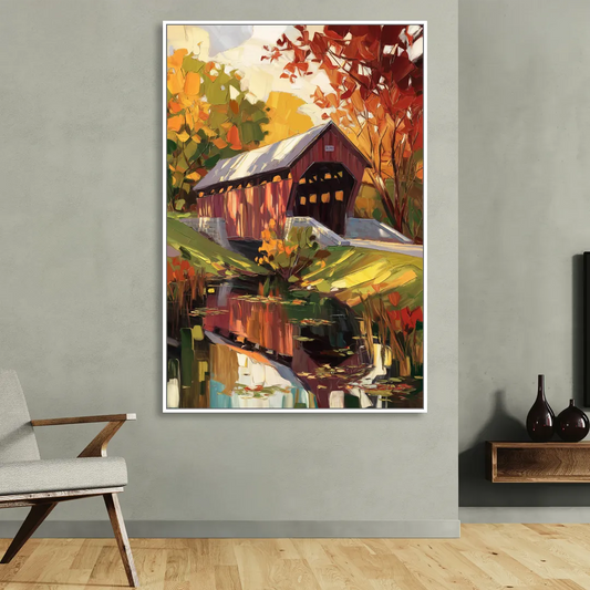 Lancaster Covered Bridges Living Room - White Canvas Wall Art