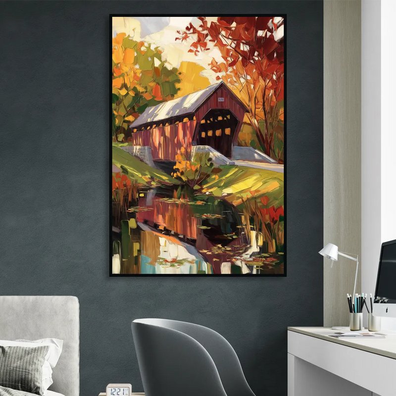 Lancaster Covered Bridges Living Room - Black Canvas Wall Art