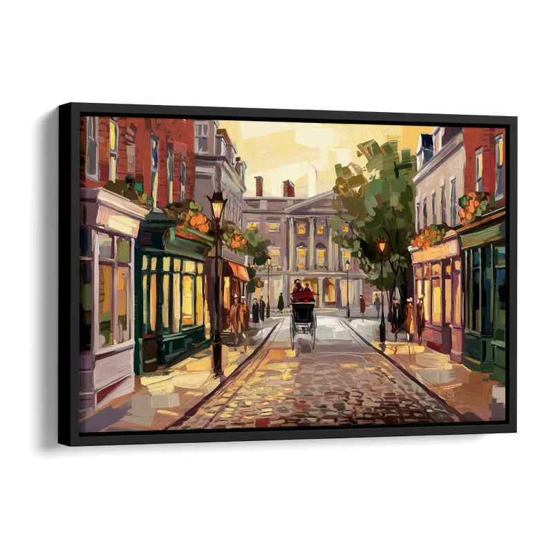 Lancaster Historic Downtown Side - Black Canvas Wall Art