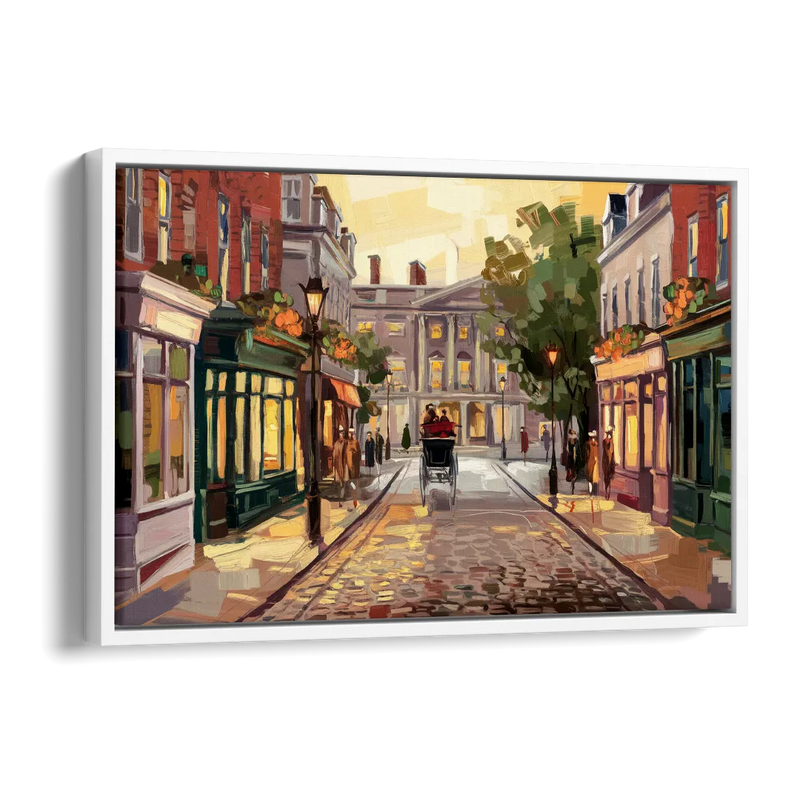 Lancaster Historic Downtown Side - White Canvas Wall Art