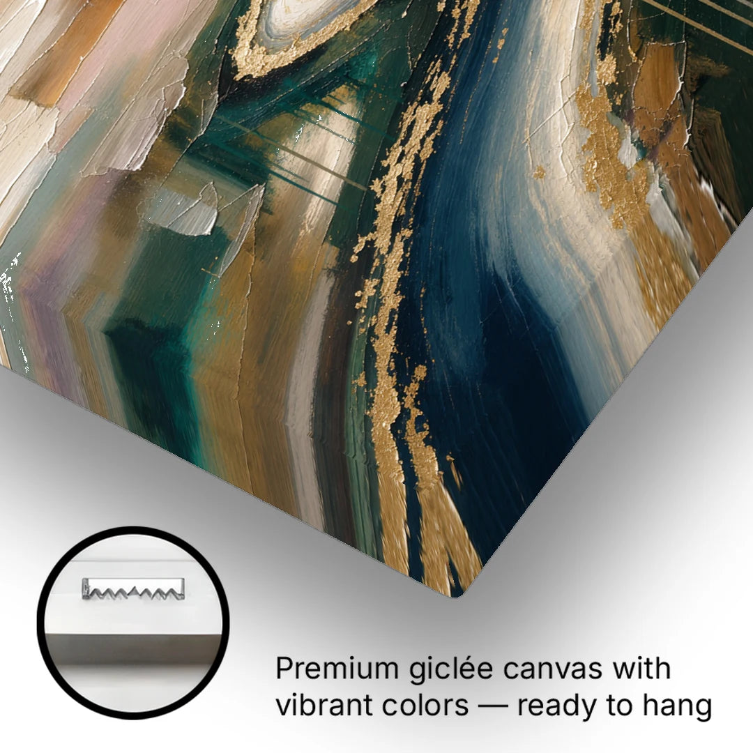 Large Abstract Gilded River Bend for the Living Room - Canvas Wall Art - Gallery Wrap Corner