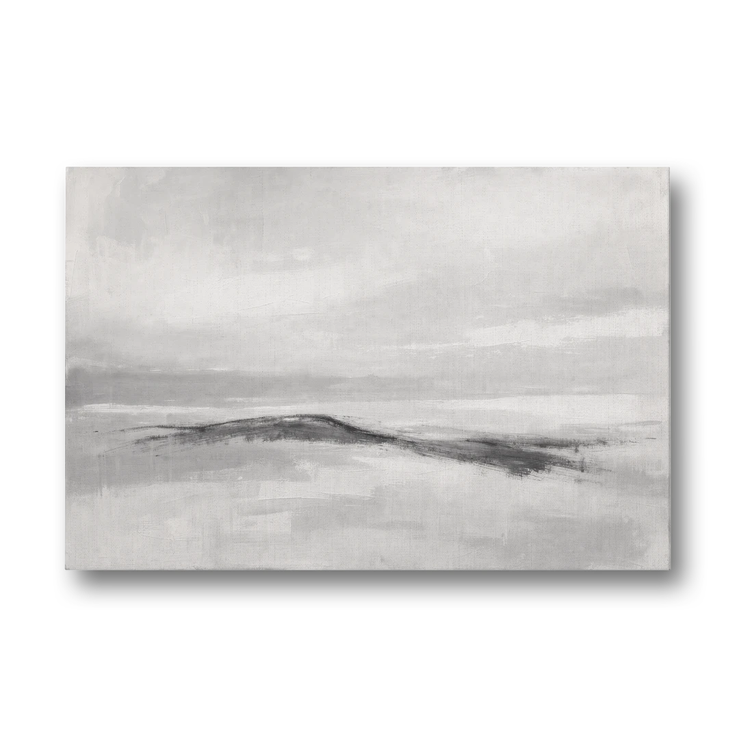 Large Black and White Charcoal Ridge in White Mist - Canvas Wall Art - Front