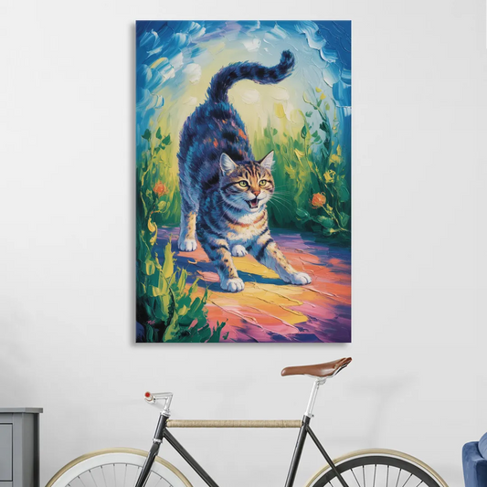 Large Expressionist Cat Living Room - Canvas Wall Art
