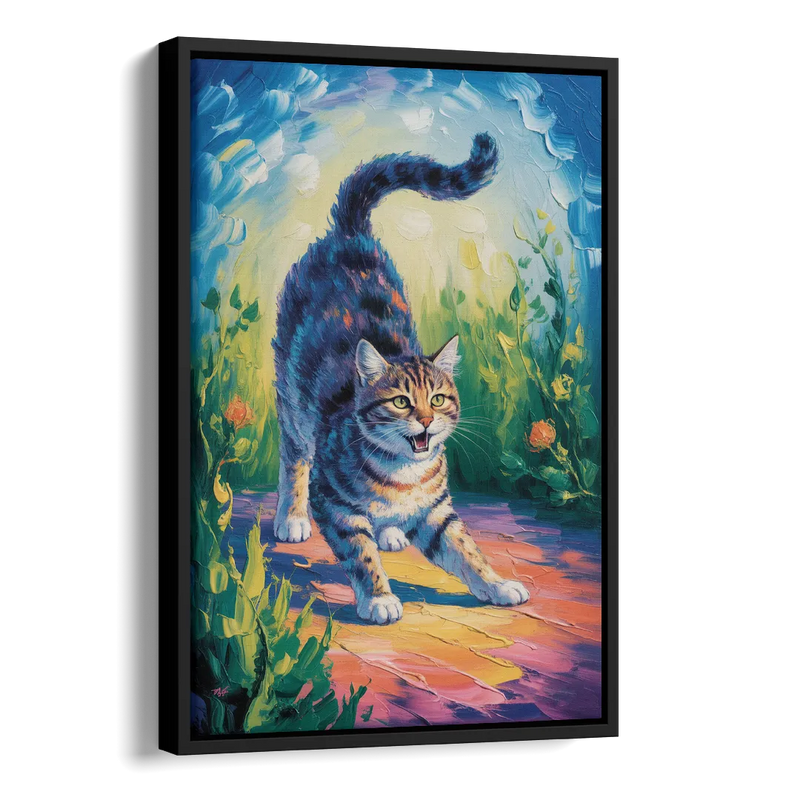 Large Expressionist Cat Side - Black Canvas Wall Art