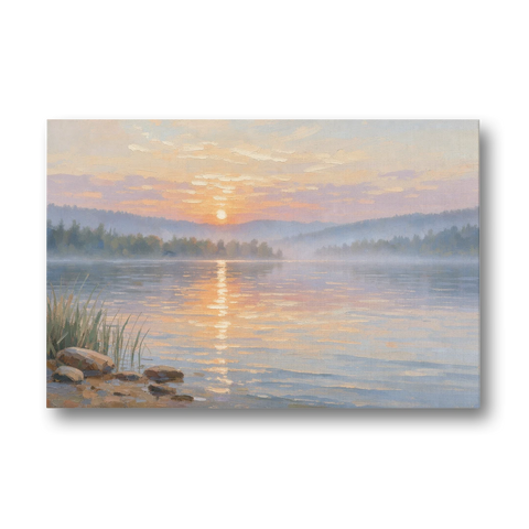 Large Landscape Painting Golden Path at Dawn - Canvas Wall Art