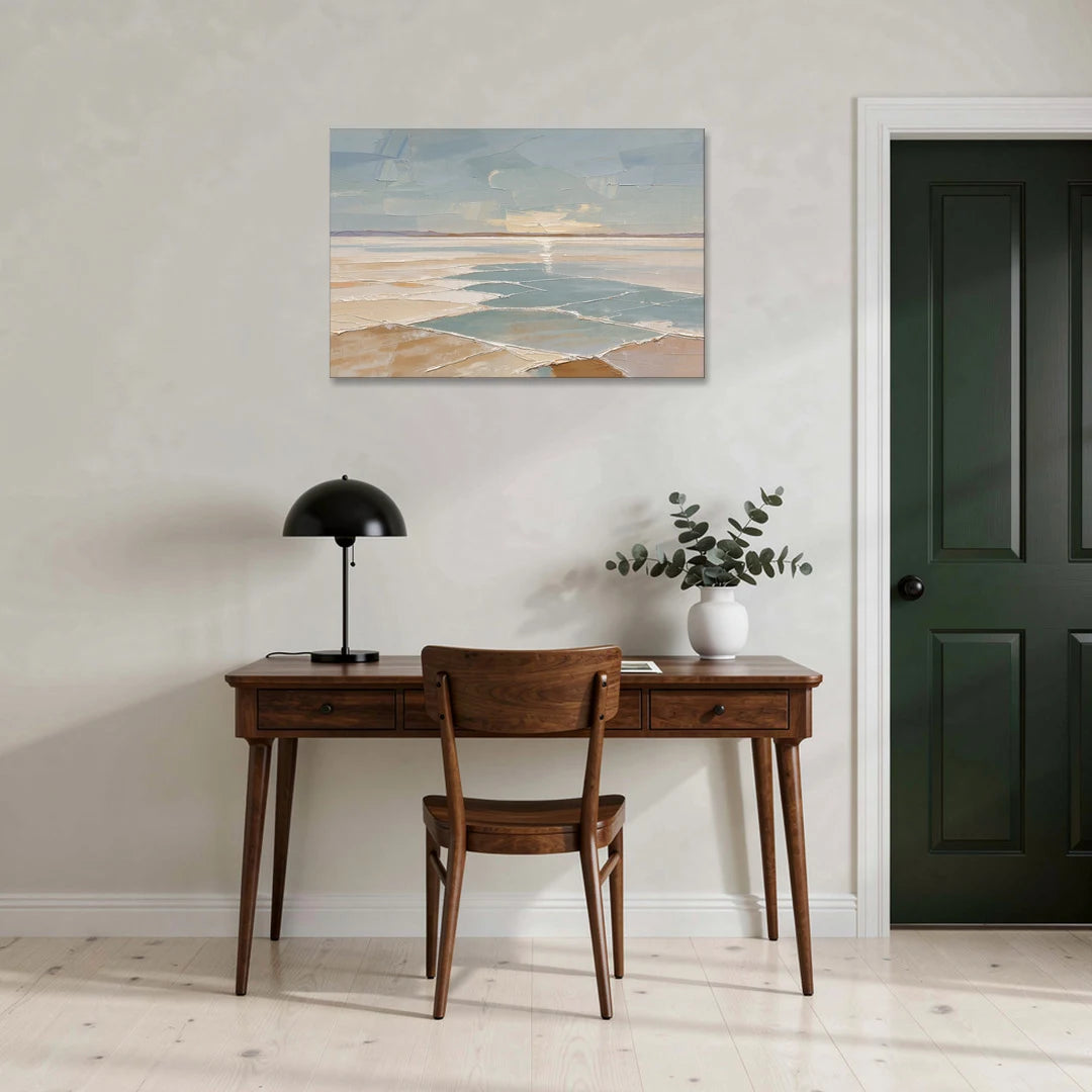 Large Neutral Salt Flat Mirror Under Misty Sky - Canvas Wall Art - Office - 36x24