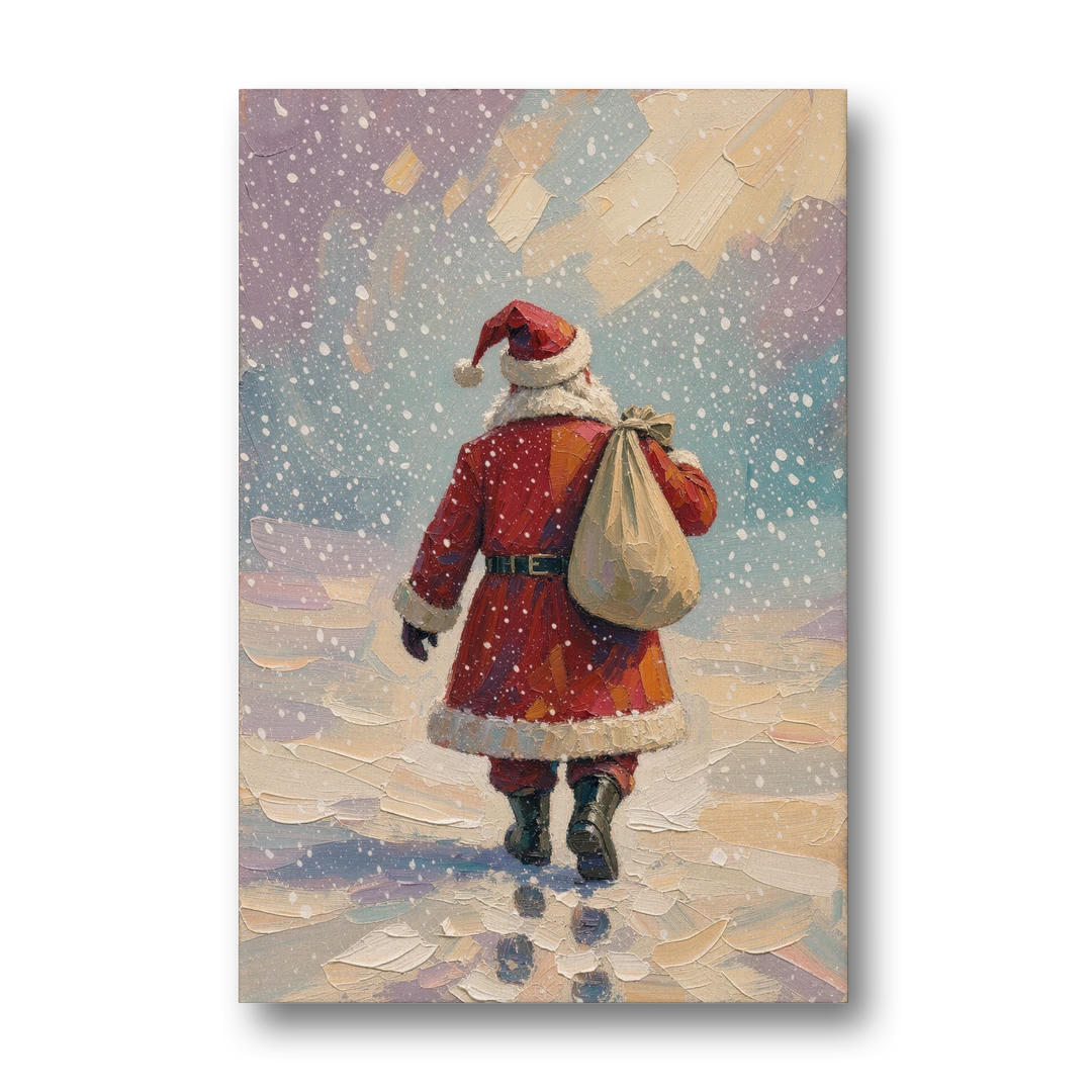 Large Santa Canvas Walking into the Snow - Canvas Wall Art - Front