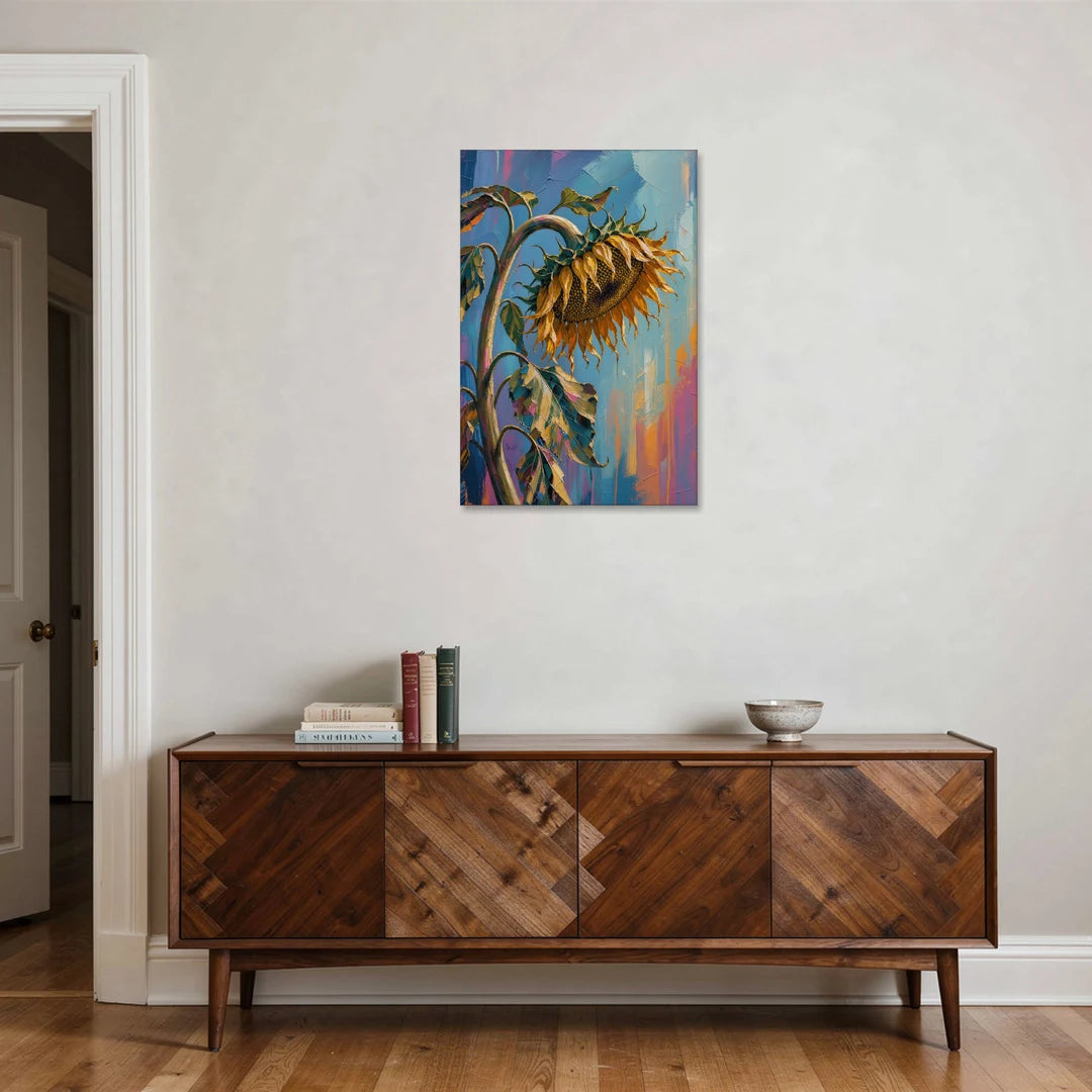 Large Sunflower Canvas Bowing in Late Summer - Canvas Wall Art - Coffee Table - 24x36