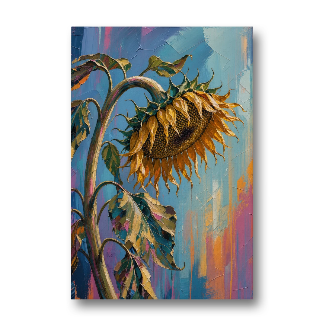 Large Sunflower Canvas Bowing in Late Summer - Canvas Wall Art - Front