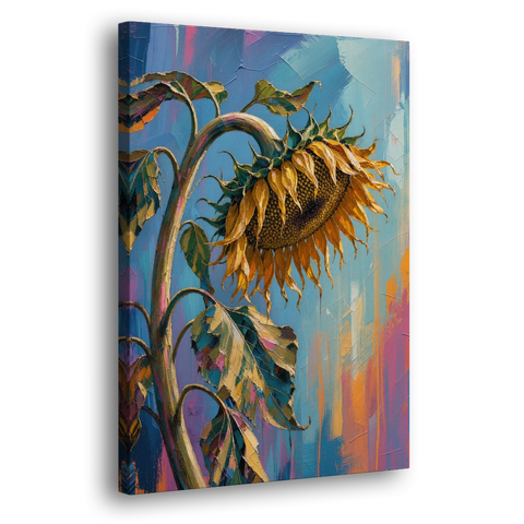 Large Sunflower Canvas Bowing in Late Summer - Canvas Wall Art