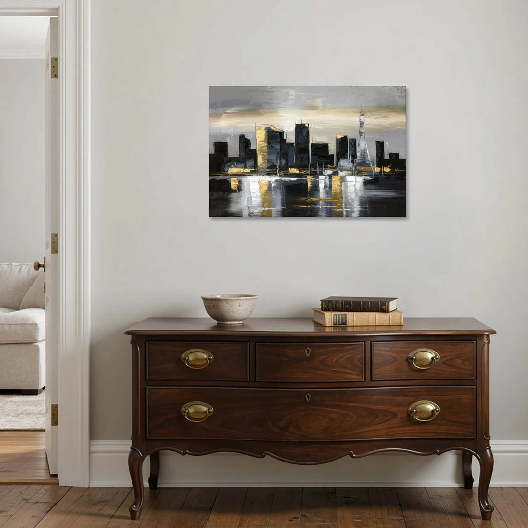Las Vegas Black And White Skyline - Canvas Wall Art - Coffee Table - 36x24