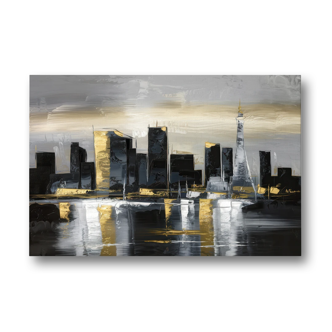 Las Vegas Black And White Skyline - Canvas Wall Art - Front