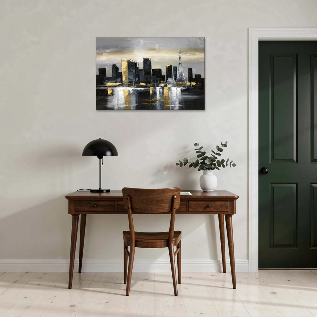 Las Vegas Black And White Skyline - Canvas Wall Art - Office - 36x24