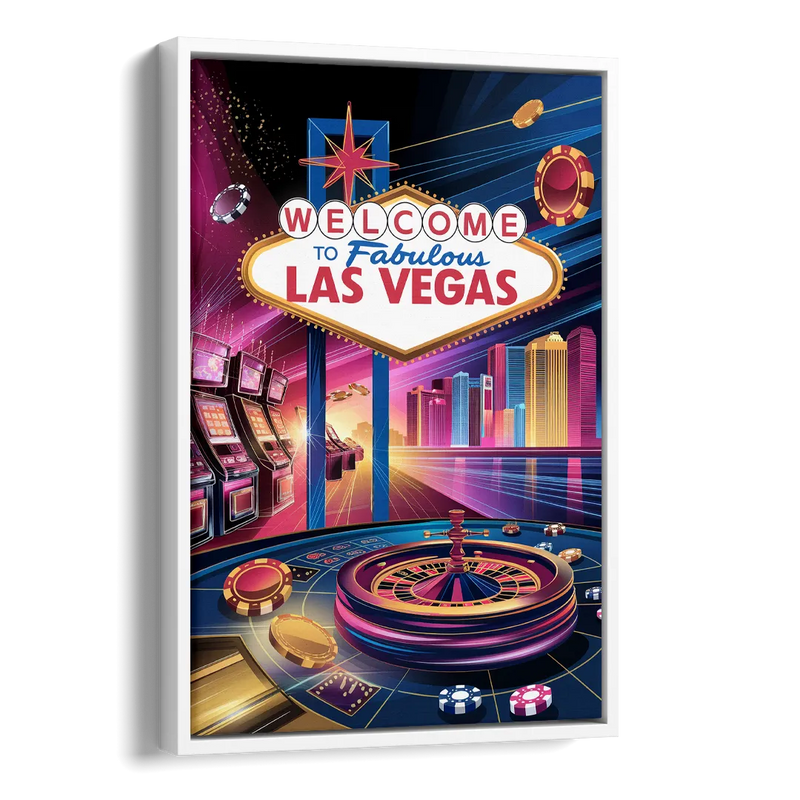 Las Vegas Casino Glamour Side - White Canvas Wall Art