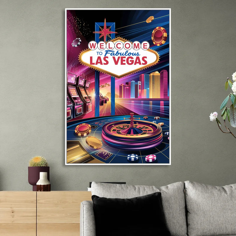 Las Vegas Casino Glamour Sitting Room - White Canvas Wall Art