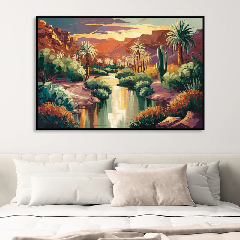 Las Vegas Desert Oasis Sitting Room - Black Canvas Wall Art