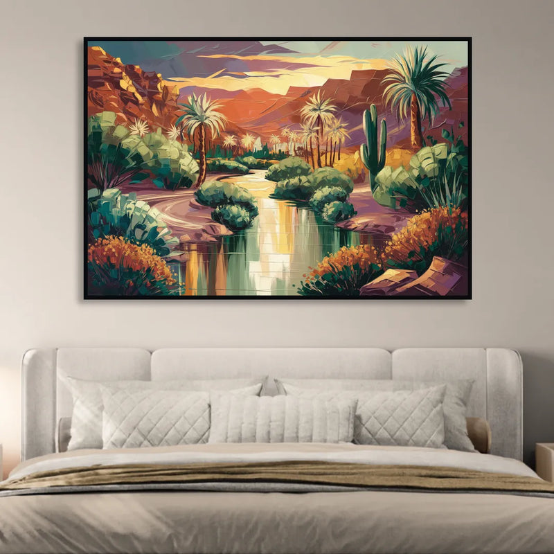 Las Vegas Desert Oasis Living Room - Black Canvas Wall Art
