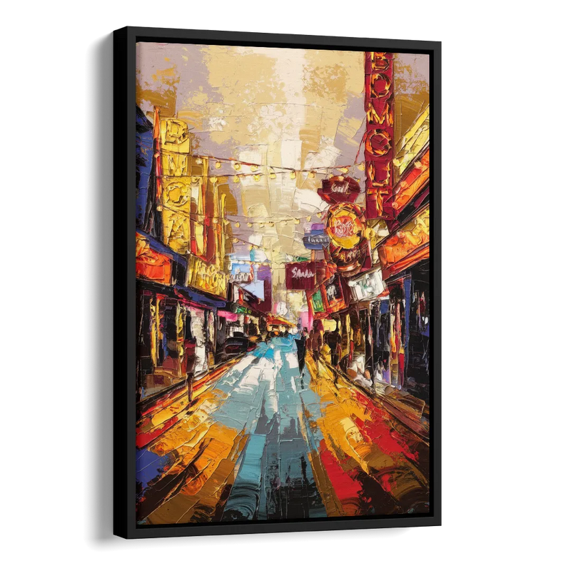 Las Vegas Fremont Street Side - Black Canvas Wall Art